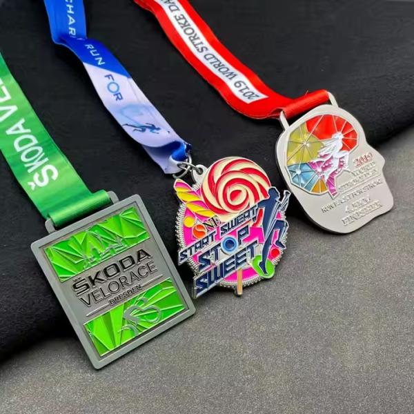 Quality Personalized Custom 2D Double-sided Soft Enamel Running Sports Sports Event Ribbon Medal Metal for sale
