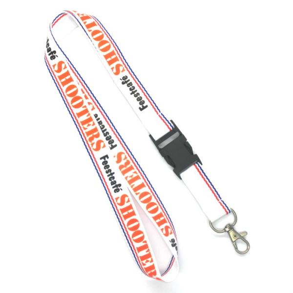 Quality Print Colorful Logo Custom Polyester Lanyards 2 Colors 1 Side With Metal Hook for sale