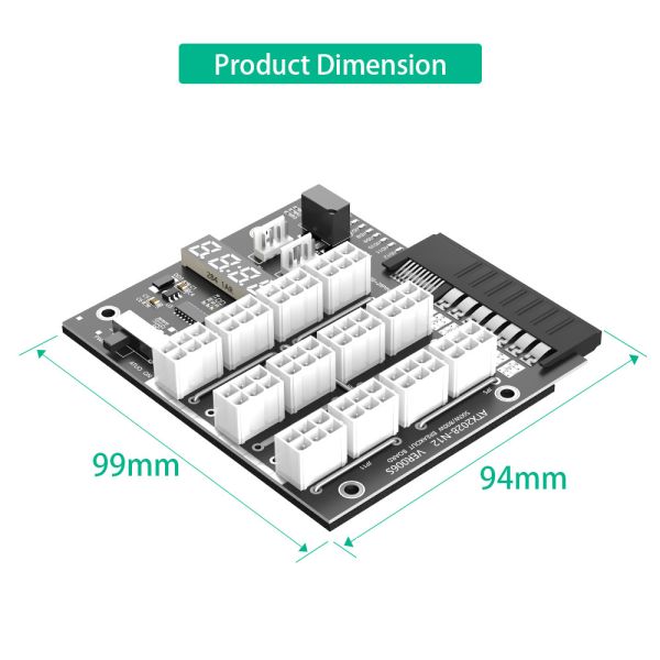 HP power adapter with 12 12V ATX6PIN power ports and 2 4PIN power ports, pressure regulator interface with voltage LED display and power switch