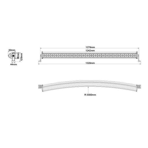 288W 3D 96pcs Waterproof Light Bar , 24480LM Curved LED Light Bar
