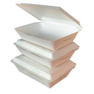 Quality 600ml Packaging Paper Lunch Box Clamshell Take Out Containers Stackable for sale