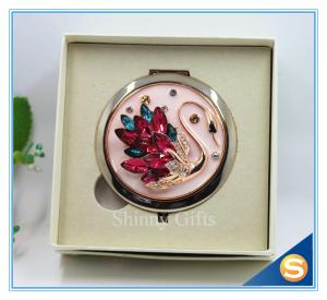 China Shinny Gifts Crystal Goose Design Folding Make up Mirror Souvenir Compact Mirror on sale