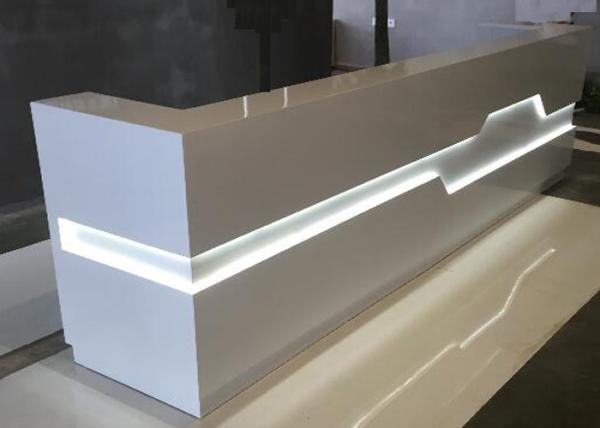 Quality White Matt Color Retail Checkout Counter With LED Light Inside OEM / ODM Service for sale