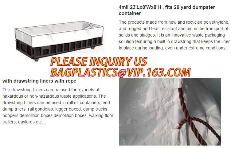 extra lagrge woven PE drawstring dumpster container 20 yard drawstring black dumpster container liners for bagplastics