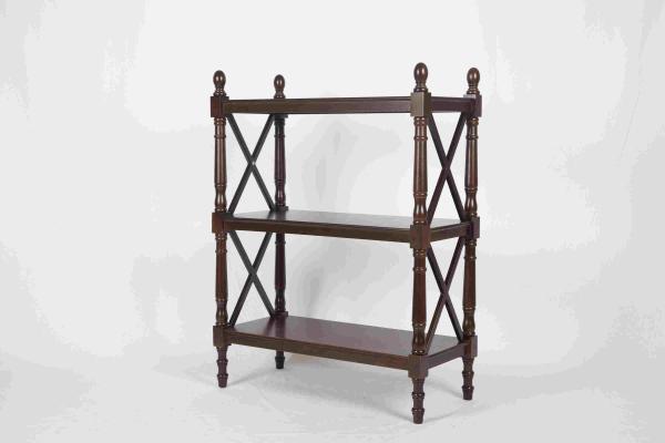 Quality 3 Tiers Multi Purpose Wooden Book Rack Walnut With X - Pattern Frame 12.4kg for sale