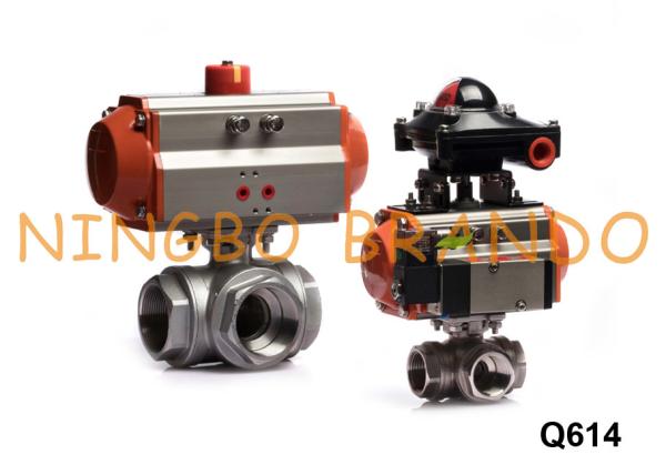 Quality 3 Way Pneumatic Actuated Ball Valve With Solenoid Valve Limit Switch for sale