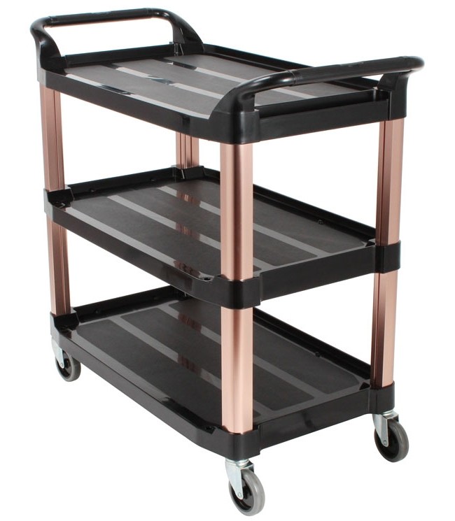 Multi - functiona l3 - Layer Plastic Dining Cart with Side Waste - Collecting Bins