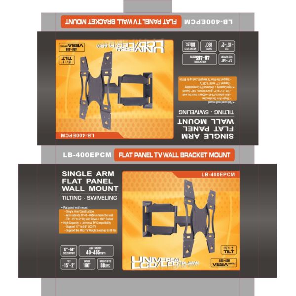 Single Arm Aluminum Gas Spring Desk Mount Bracket for 32"-56" LED LCD Monitors (Play400DW)