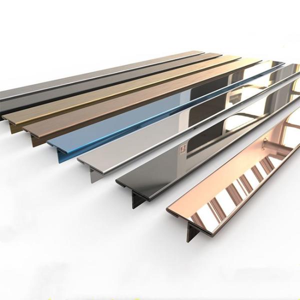 Quality 304 316L 201 Grade Color T Shape Stainless Steel Trim Strip for Tile Partition for sale
