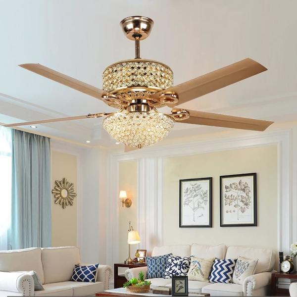 Quality Modern Crystal Ceiling Fan With Light And Remote , 3 Light Ceiling Fan Remote Control for sale