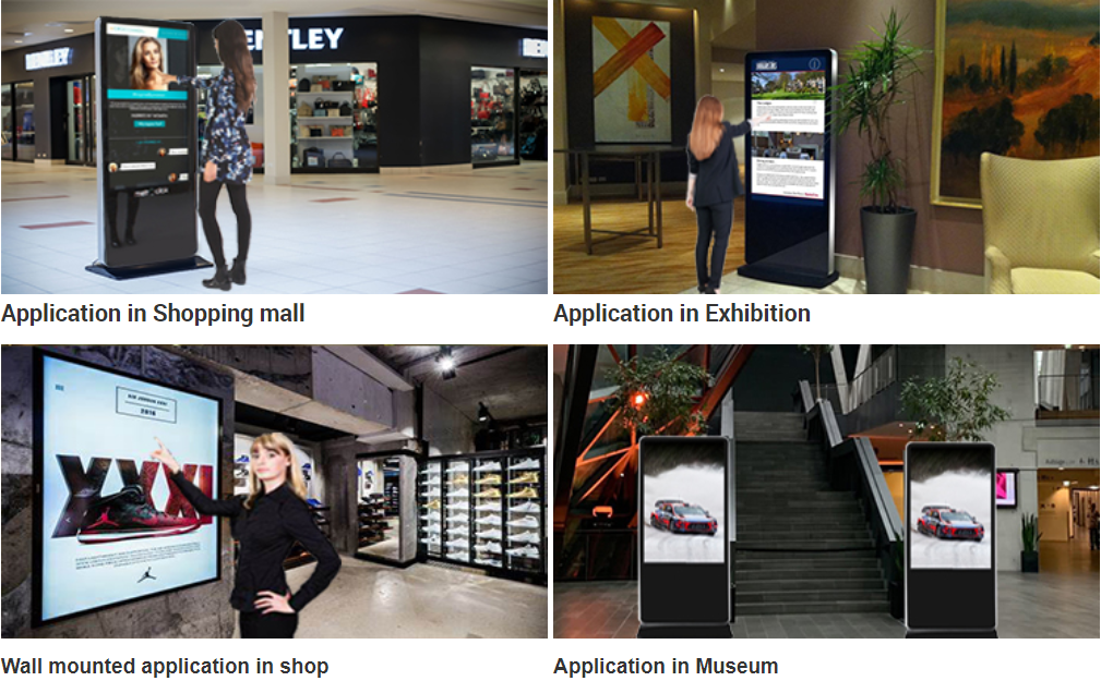 Floor Standing All In One Digital Signage 55 Inch LCD Touch Screen 1920*1080