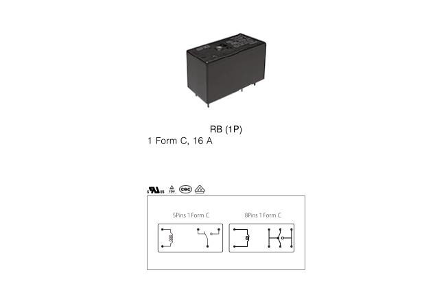16 Amp 8 Amp DC12V SPDT Power Relay 8 Pin 1 Form C 400mW PCB Mount