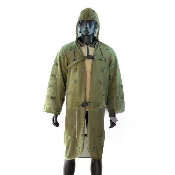 Quality Breathable Nylon Mesh Tactical Ghillie Suit Army Green Camouflage Suit for sale