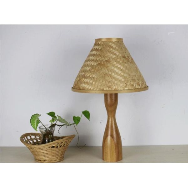 Modern natural bamboo table lamp and lampshade for home decor