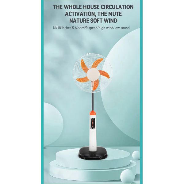 16 Inches Solar Powered Fan With 5th Gear USB / DC Interfaces Camping