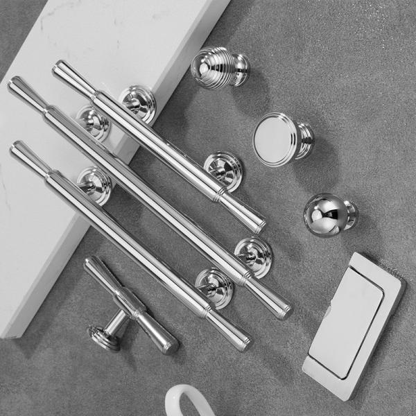 Quality Brass Chorming Silver 192mm T Bar Furniture Handles For Cabinet Drawer for sale