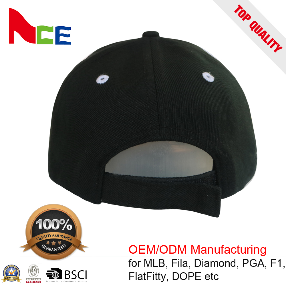 High quality 6 panel hat black acrylic wholesale snapback hats