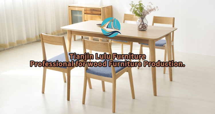 Solid Rubberwood Legs Modern Wooden Dining Table for Dining Room
