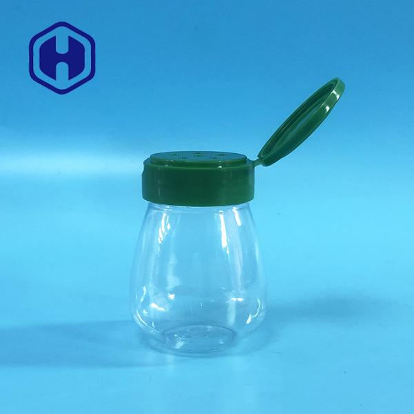 Quality Small Salt Pepper Round PET Empty Plastic Spice Jar 100ml Flip Top Lids 6 Holes for sale