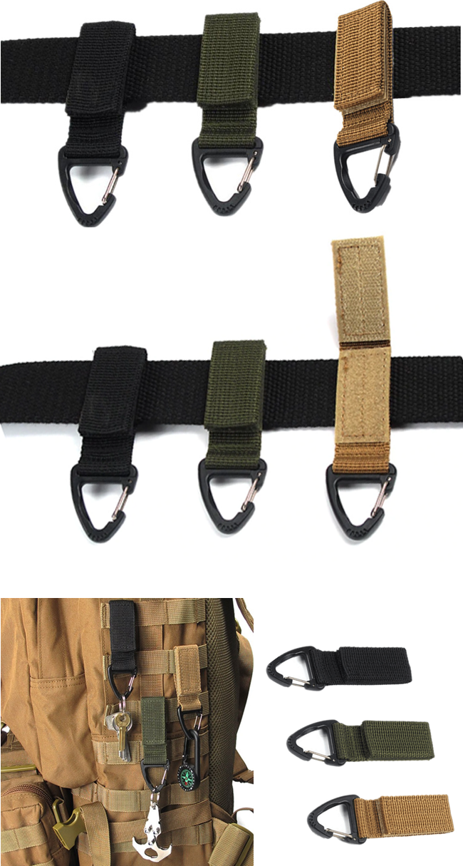 Outdoor Nylon Web Belt Hook Backpack Hanging Swivel Hook Tactical Army Strap