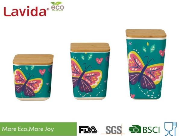 Quality Butterfly Style Bamboo Fiber Storage Box Unbreakable Customized Pattern Logo for sale
