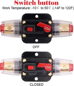 China 125A Inline Fuse Holder Automotive Circuit Breakers 125 Amp Car Audio Overload Protection Switch on sale