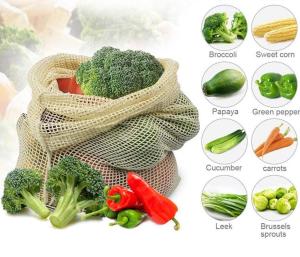 China ISO9005 Reusable Cotton Grocery Bags Mesh Produce Bags With OEM Logo on sale