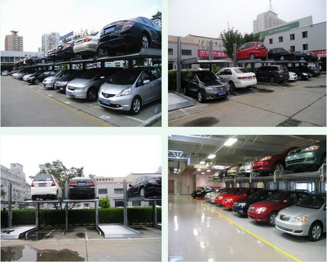 Four Columns Hydraulic Parking Lift 2 Level 4 Post Car Stacker