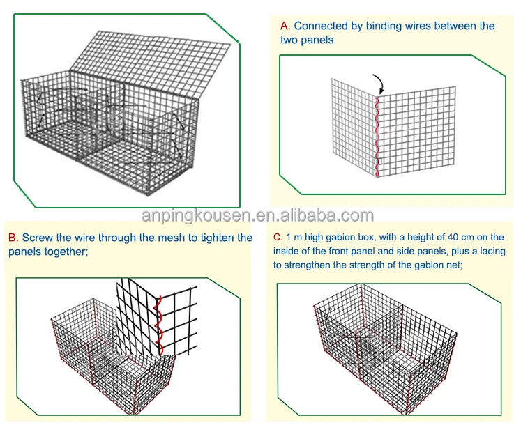 Garden Decor 4mm Diameter Customized Welded Gabion Box with Rust-Resistant Coating