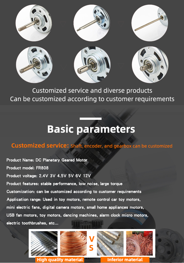 Faradyi Customized High Quality Planetary Geared Coreless Brushless Dc Motor For Motorcycle Speed Controller Motor