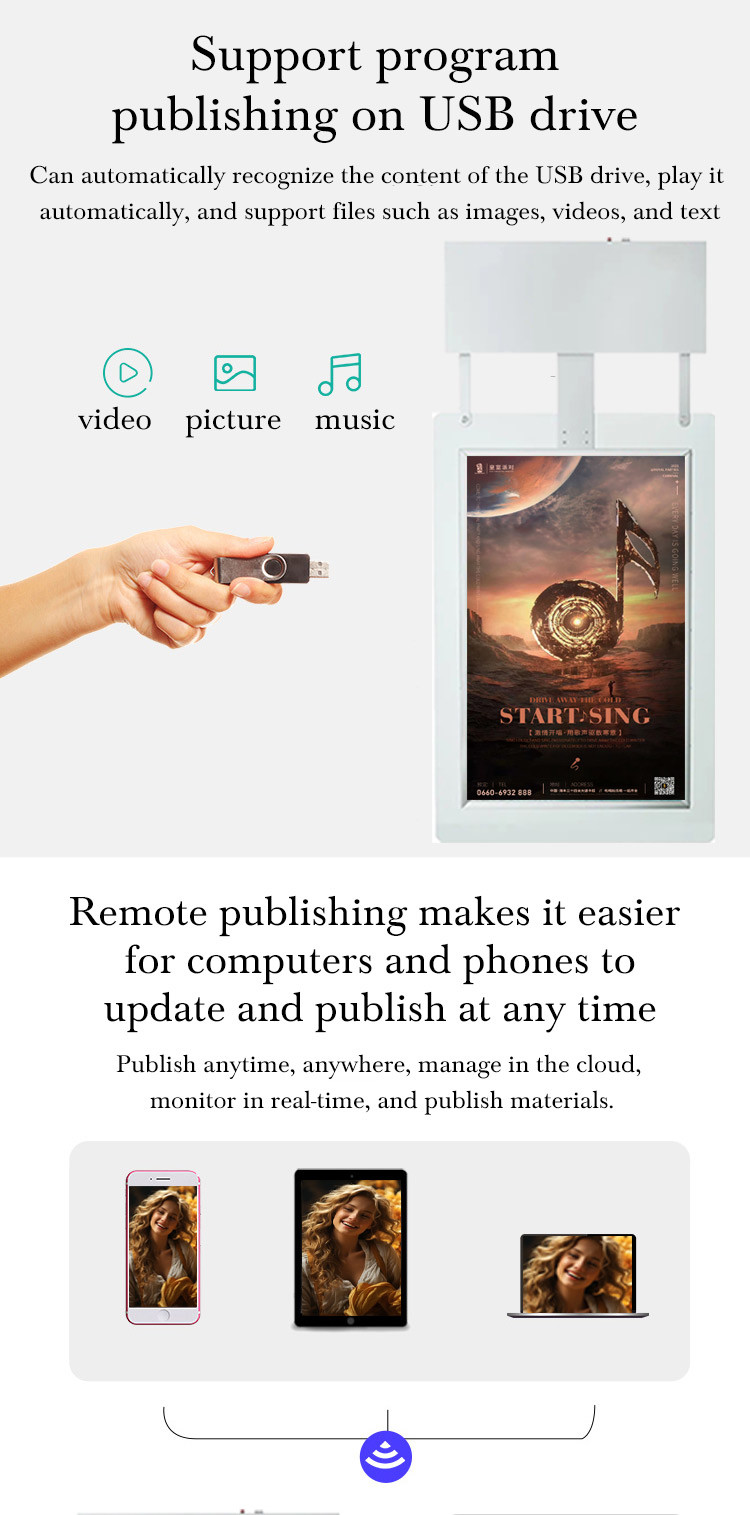 Customized Floor Stand 4K Digital Signage Display and Player Tempered Glass Digital Signage