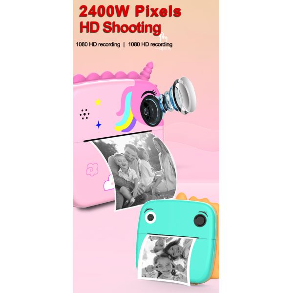 Instant Pocket Mini Inkless Thermal Printer Camera For Kids
