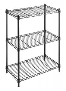 China 3 Tier Home Storage Organizer Black Home Wire Shelving Unit On Wheels Adjustable on sale