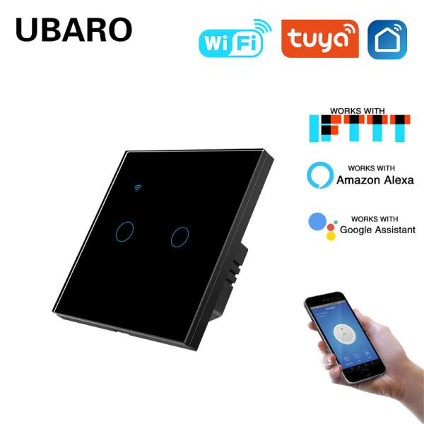 Quality Tuya App Remote Control  Smart Home Wall Mount Light Smart WIFI Switch Touch Lamp Switch Voice Control 2 Gang for sale
