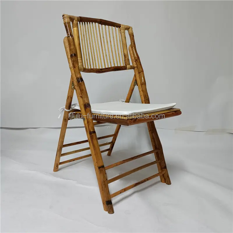 Modern Design Style Wood Rustic Bamboo Folding Outdoor Dining Chair for Event Party Furniture Wedding
