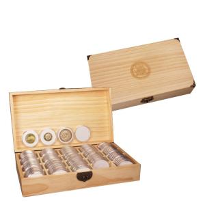 China 20-46 mm Wooden Coin Holder, 120 Pcs Highly Transparent Coin Capsules with Foam Gasket, Coins Collector Case Holder on sale