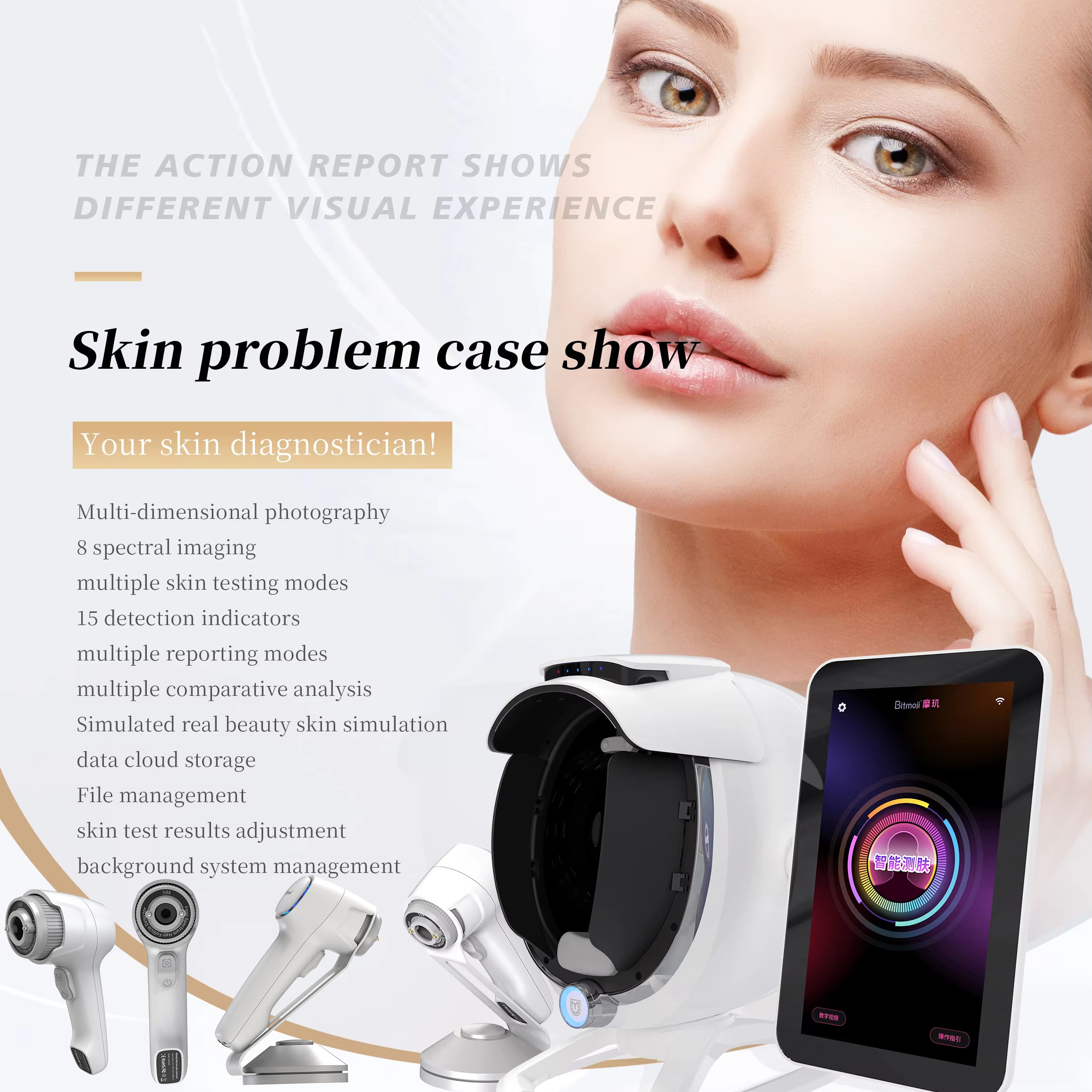 3d Ai Face Skin Diagnostics Analyzer Facial Tester Scanner Face Mirror Device Skin Analysis Machine Bitmoji Skin Analyzer