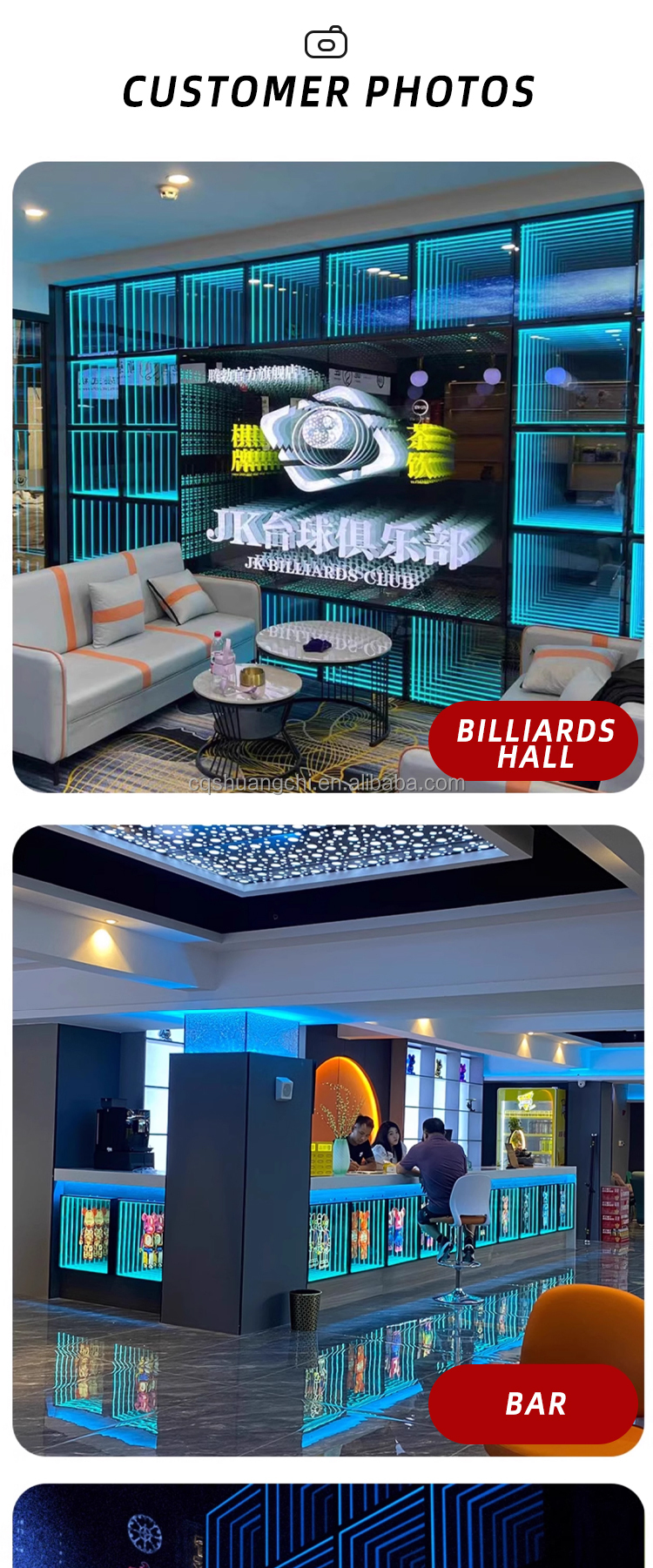 LED Strips Light Source Multi-Layer Mirror Holographic Fan with 12V Input Voltage