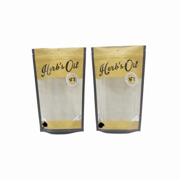 OEM See Through Pouches Gravure Printed Kraft Paper Bag With Transparent Window