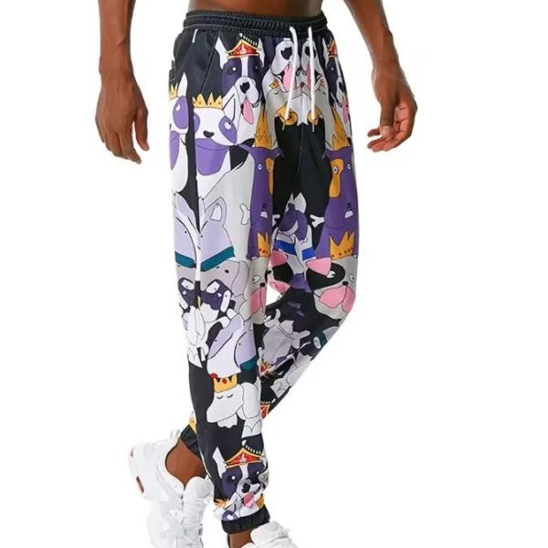 Mens Custom Logo Breathable Sublimation Jogging Pants Elastic Waistband