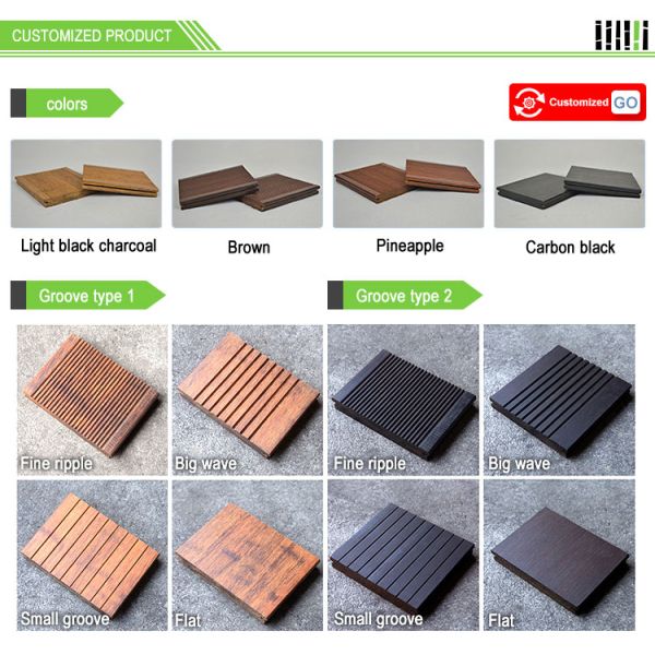 Natural Bamboo Poly Wood Interlocking Deck & Patio Tiles For Backyard