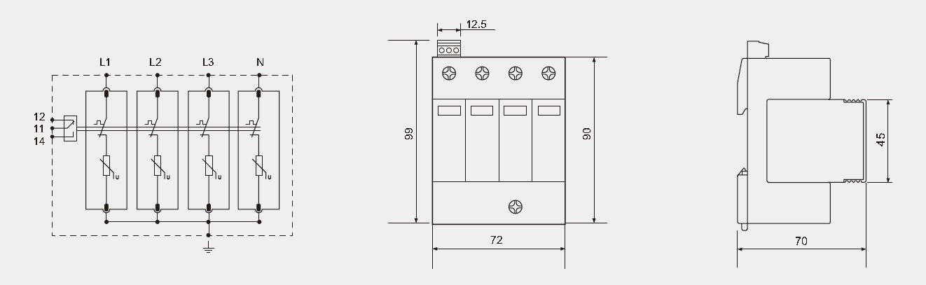 3 Phase Type 2 Surge Protection Device BR-40 4P 4 Pole Surge Protector
