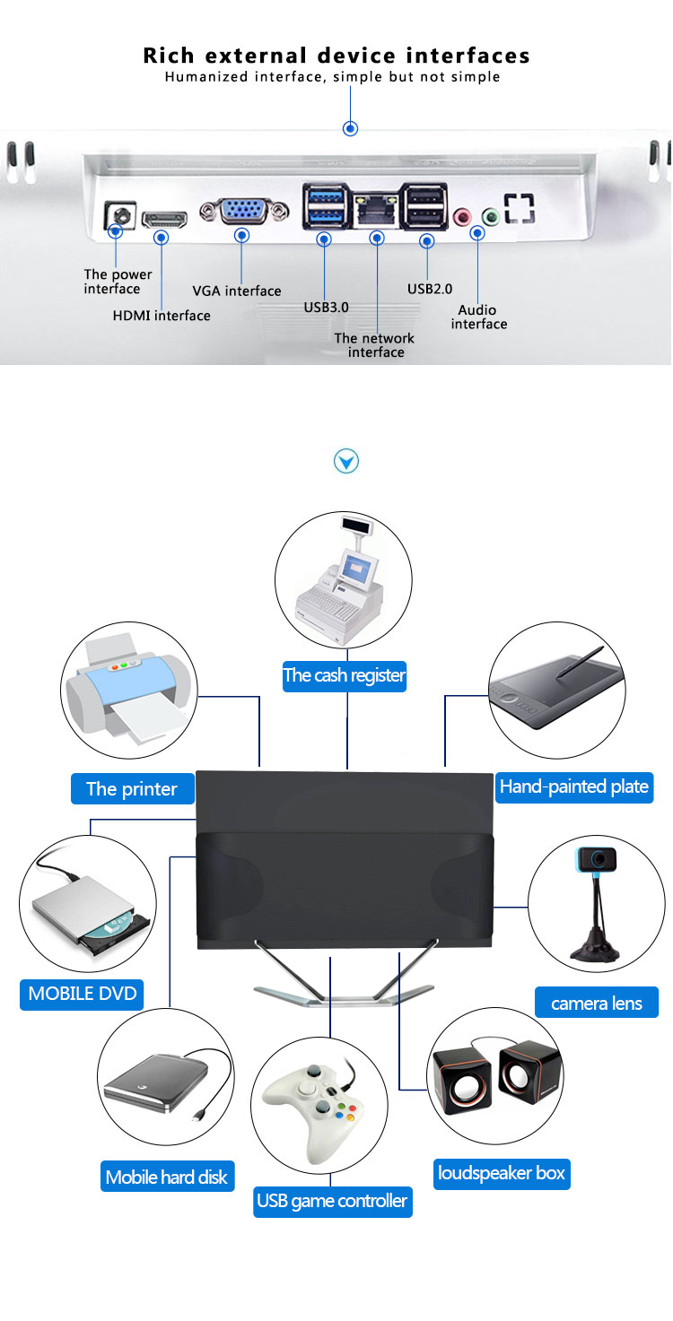 21.5 Aio All-in-one Pc Office Desktops I5 7300HQ AllInone Computer With Webcam