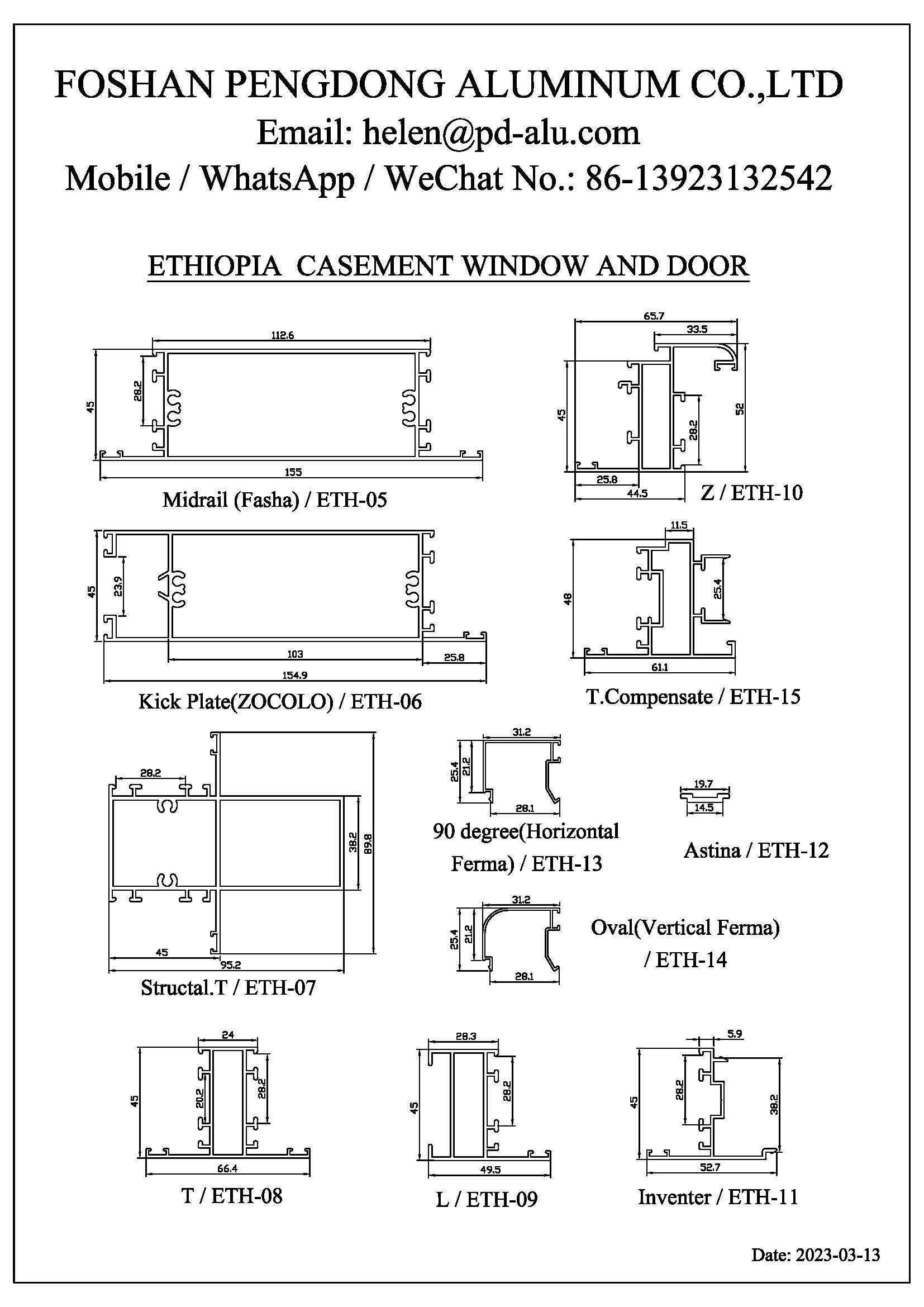 Aluminium Profiles Extrusion Casement Window Door Square Tube Customized Anodizing Champagne For Ethiopia Market