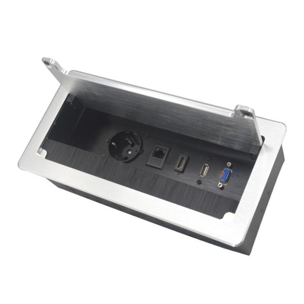 Quality Brush cover European power computer desktop socket box with usb for sale