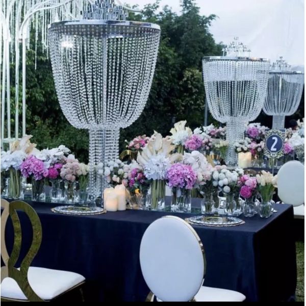 Gorgeous 5 arms gold globe candelabra wedding table center pieces
