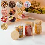 Convenient Storage Set of 3 Airtight Glass Jars with Bamboo Lids and Spoons