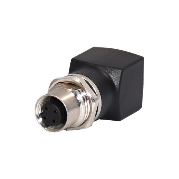Quality Automotive M12 Waterproof Connector A Coding Female 4pins To RJ45 Adapter for sale