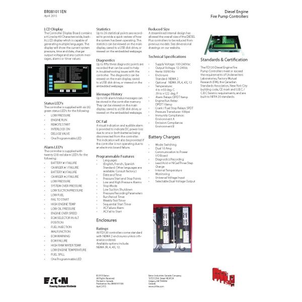 High Precision Diesel Fire Pump Control Panel For Fire Fighting FD-120 series