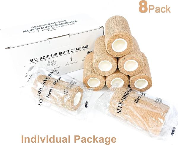 Quality Beige-Self Adhesive Cohesive Bandage Wrap, Self Adherant Non-Woven Wrap Rolls, Atheletic Tape For Wrist, Ankle, Hand for sale